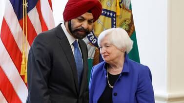 US Treasury Secretary Janet Yellen with incoming World Bank president Ajay Banga at the Treasury Department in Washington. Reuters