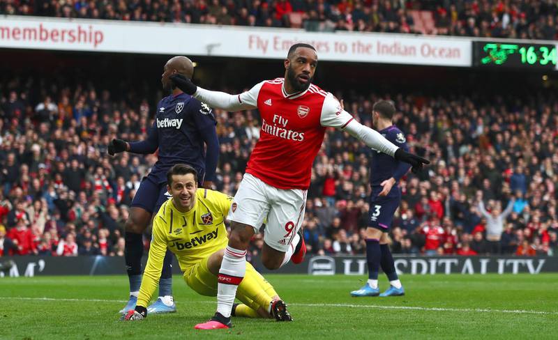 Arsenal 1 West Ham 0: Alexandre Lacazette's goal 12 minutes from time saw Arsenal defeat their London rivals. It was the France forward's third goal in four games and victory lifted the Gunners up to ninth in the table. PA