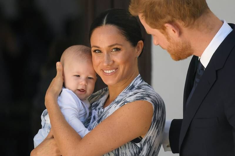 Meghan holds her baby son Archie Mountbatten-Windsor during a royal tour of South Africa in September 2019. Getty Images