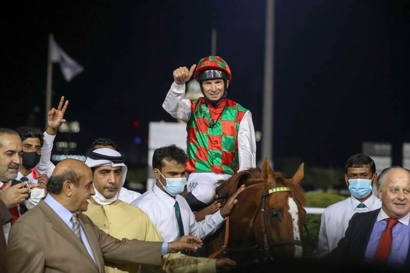 Adrie De Vries after winning the President's Cup for Purebred Arabians.