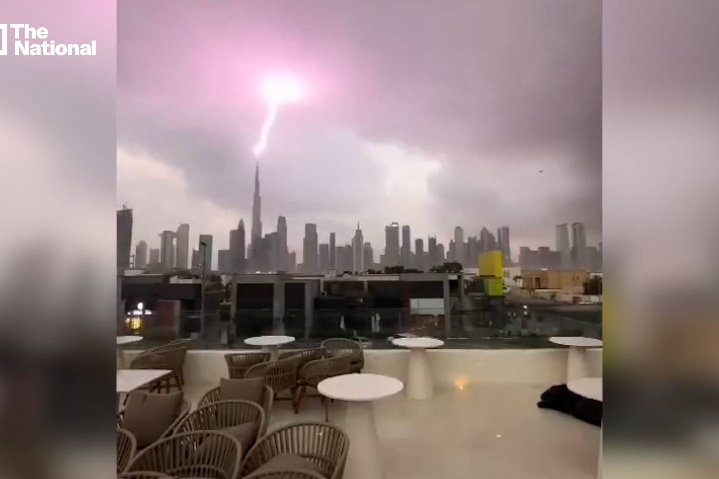 Thunderstorms illuminate the Dubai skyline
