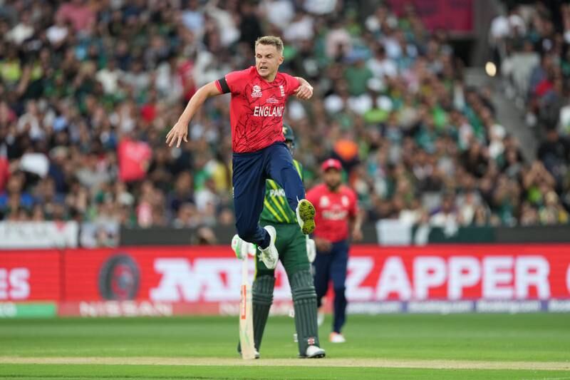 Sam Curran of England celebrates after taking the wicket of the Muhammad Rizwan of Pakistan. Getty