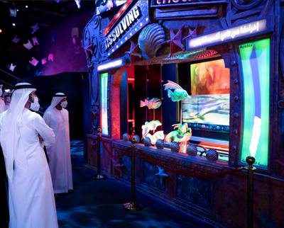 Sheikh Hamdan bin Mohammed touring Terra - the Sustainability Pavilion at the Expo 2020 site. Courtesy, WAM