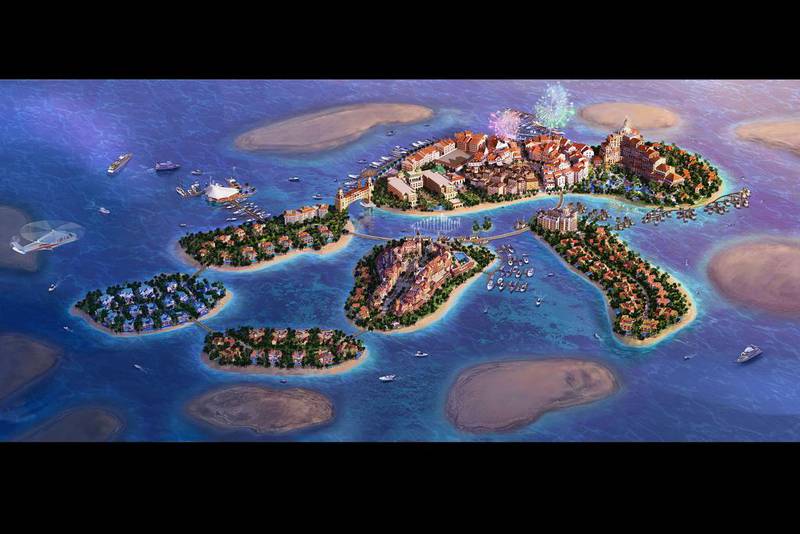 Above, a rendering of the six-island Heart of Europe development in The World Islands off the Dubai coast. Courtesy Kleindienst Group