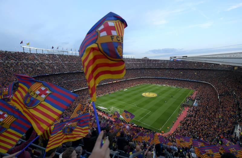 Barcelona fans show their support prior to the Liga match between Barcelona and Real Madrid at Camp Nou on May 6, 2018. Getty Images