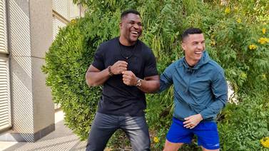 An image that illustrates this article Ronaldo squares off with UFC champion Ngannou in Riyadh