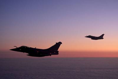 Rafale jet fighters of the French Air Force patrol the airspace over Poland, as part of Nato's surveillance system. AFP