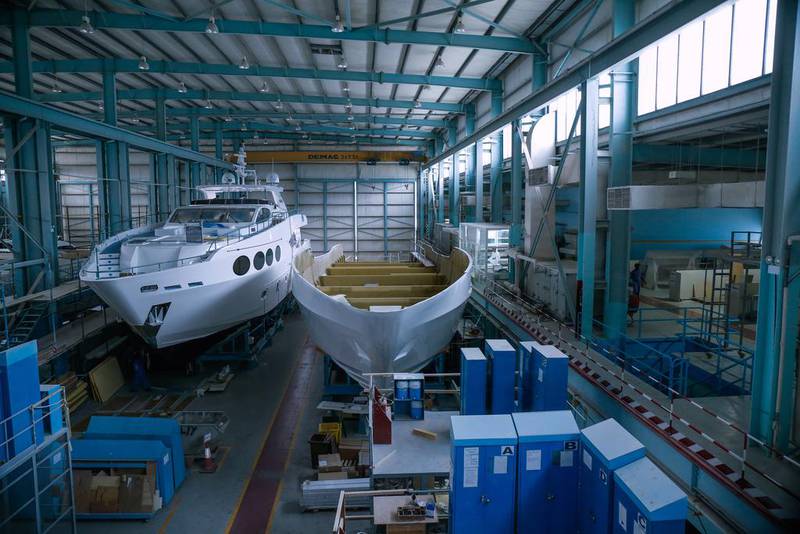 The Gulf Craft boat yard and production facility will need to be overhauled for its planned new megayacht. Victor Besa/ The National