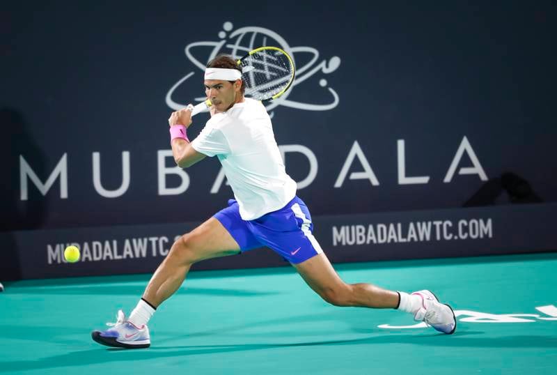 Rafael Nadal plays at Mubadala World Tennis Championship. MWTC