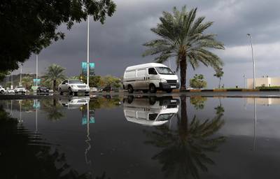 SHARJAH, UNITED ARAB EMIRATES , Dec 17 – 2019 :- Water logged road after the rain in Khor Fakkan city in Sharjah. ( Pawan Singh / The National )  For News/Standalone/Online/Instagram