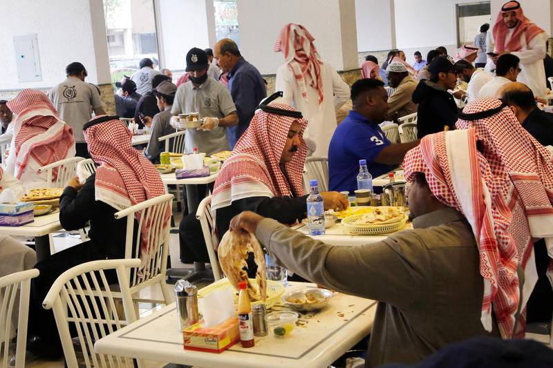 Saudis take their breakfast at a singles only restaurant in Riyadh, Saudi Arabia. AP Photo