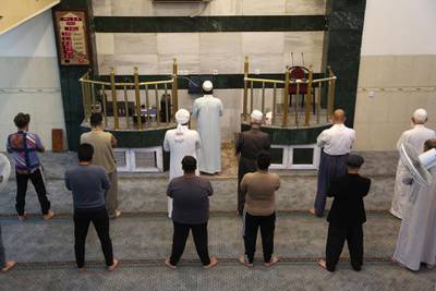 Kurdish Muslims attend fajr prayer in the early morning during Ramadan at a mosque in Erbil, Kurdistan, Iraq. EPA