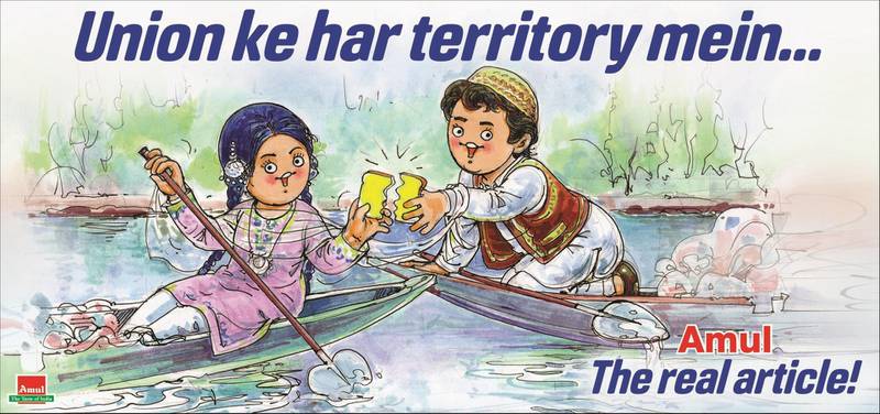 An ad marking the removal of Article 370, which gave special status to the state of Jammu and Kashmir. Courtesy Amul / daCunha Communications