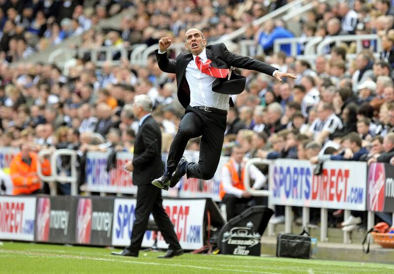 Sunderland manager Paolo Di Canio celebrates his side's first goal against Newcastle United. 14/04/13. Richard Lee / FPA / LDY Agency