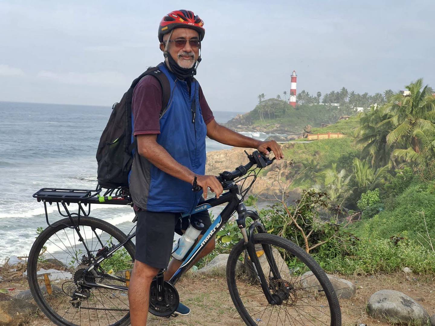 Ayyappan Nair on his trusted Indian-made bicycle. Photo: Tom Anthony