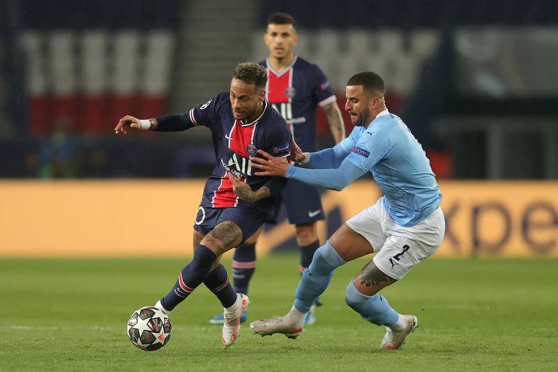 Kyle Walker - 7: Not the most convincing of starts from the England right-back as PSG’s quick and fluent attacks caused City all sorts of problems but improved as match went on. Brilliant overlap and ball into box after 64 minutes but no one in middle to stick it in the net, which was a regular occurrence for City. Getty