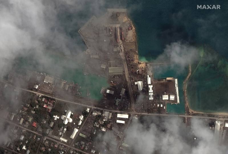 The port of Nuku’alofa suffered severe damage. AP