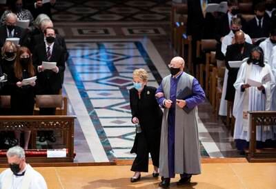 Albright attends the funeral of Colin Powell. EPA