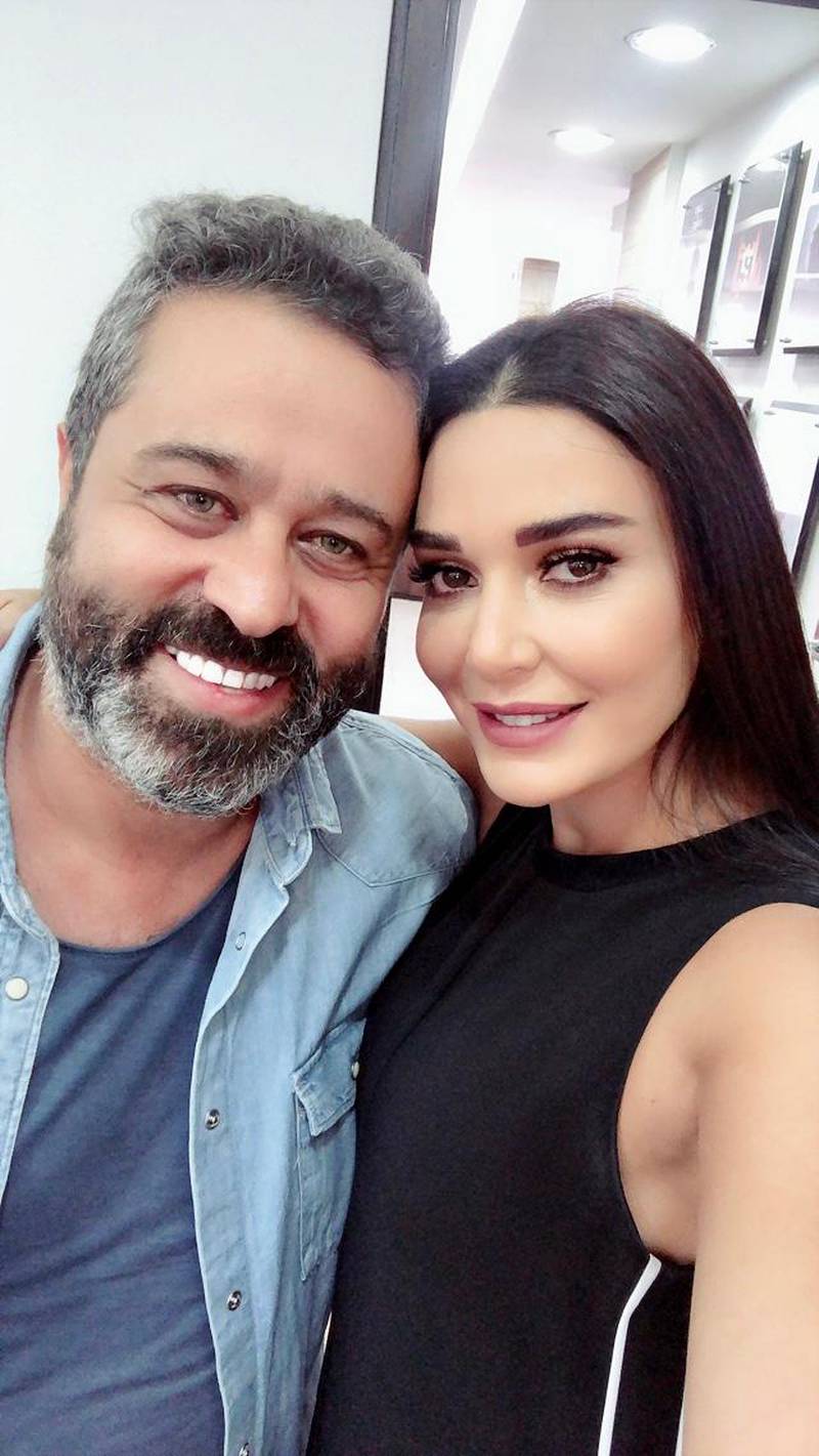 Director Samer Al Barkawi, left, with Cyrine Abdelnour, who has been cast to play the lead role in the new season of 'Al Hayba'