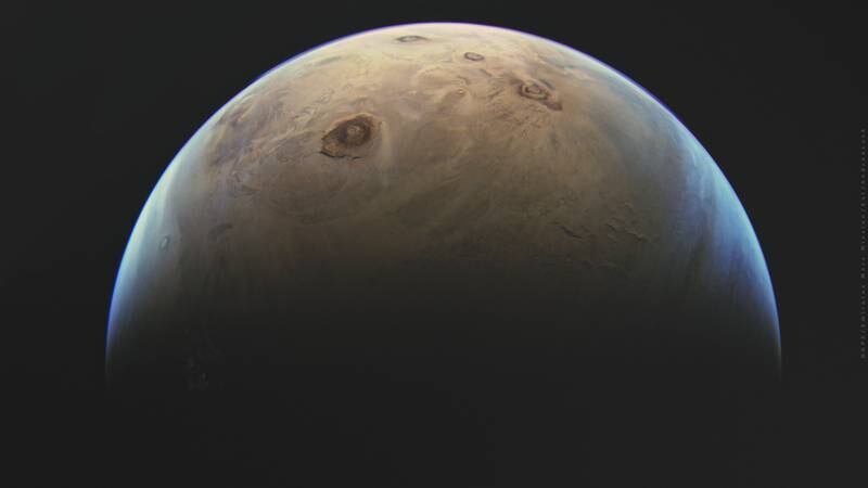 Mars and its Olympus Mons, the highest mountain and volcano in the solar system, as captured on the Hope Mars mission. Photo: @andrluck