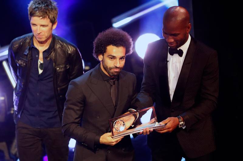 Egypt's Mohamed Salah receives the FIFA Puskas Award during the ceremony of the Best FIFA Football Awards in the Royal Festival Hall in London. AP Photo