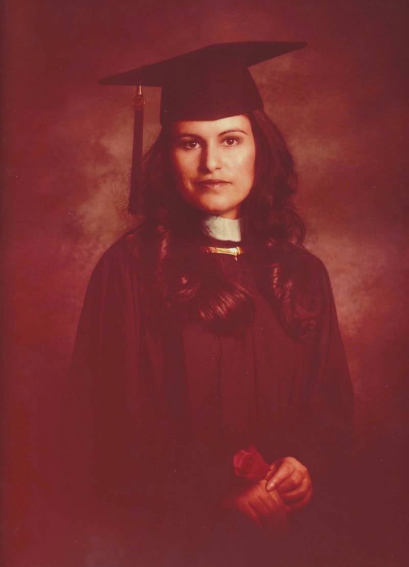 Dr Nora Al Midfa, the UAE's first woman Emirati principal, on her graduation day. She completed her master's degree at the University of Southern California in 1977. Photo: Dr Nora Al Midfa