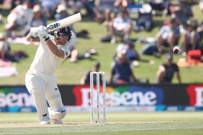 England's Ben Stokes on his way to an unbeaten 67 in the first Test against New Zealand at Mount Maunganui. Getty