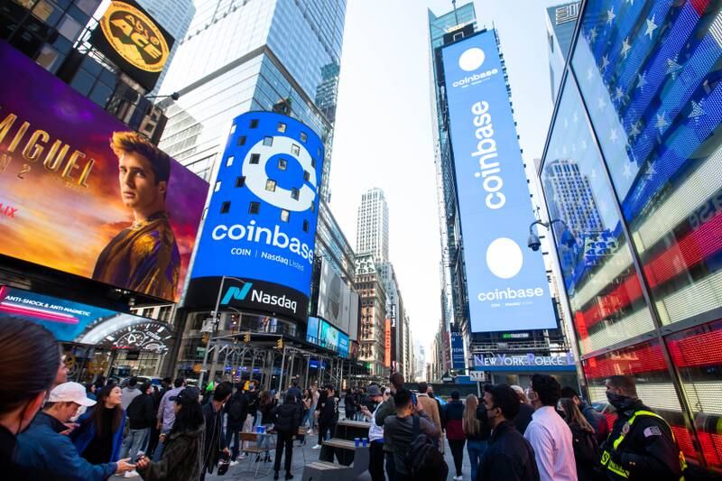 Coinbase slid 3.2 per cent to $258.20 in New York trading on Wednesday on news of the SEC’s pending enforcement action. Michael Nagle / Bloomberg via Getty Images