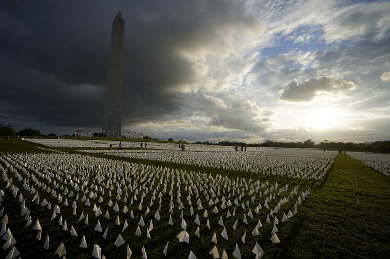 The installation consisted of more than 600,000 flags. AP