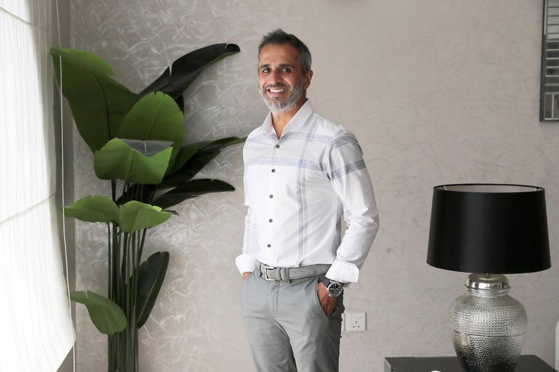 DUBAI, UNITED ARAB EMIRATES , August 18 – 2020 :- Dhiren Harchandani, Entrepreneur, Author and speaker at his villa in Jumeirah 1 in Dubai. (Pawan Singh / The National) For Business. Story by Keith J Fernandez