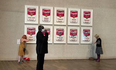 'Campbell's Soup Cans' by Andy Warhol was been targeted by climate activists at the National Gallery of Australia. Photo: Stop Fossil Fuel Subsidies