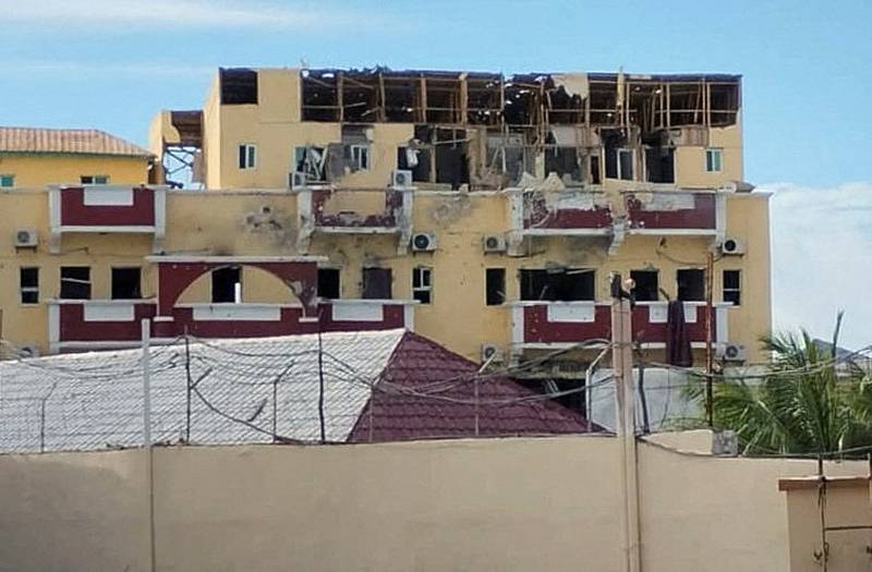 A view of the damage to the hotel. Al Shabab militants have carried out several attacks in Somalia since Mr Mohamud took office. Reuters