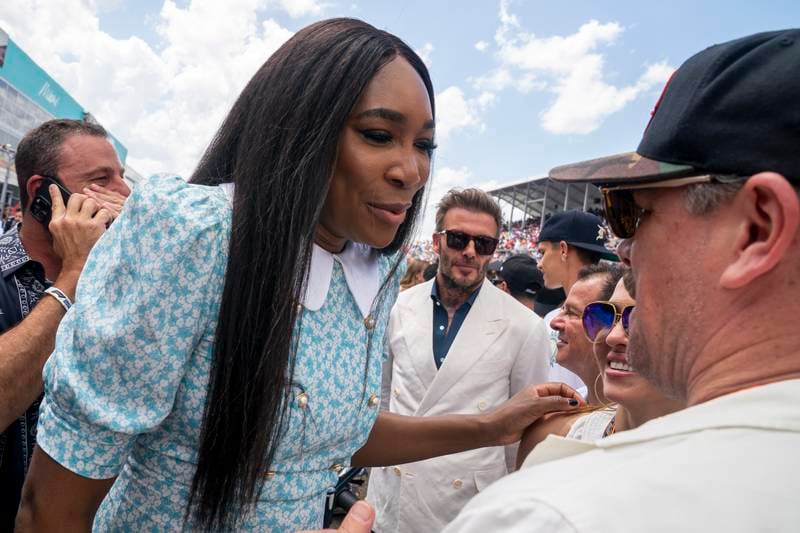 Tennis player Venus Williams on the grid before the Formula One Grand Prix of Miami. EPA