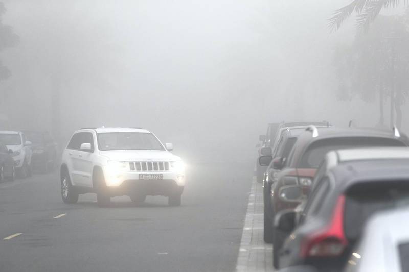 DUBAI, UNITED ARAB EMIRATES. 26 DECEMBER 2017. Early morning fog in The Greens, Dubai. Limited visibility but with conditions clearing up around 10:00am. (Photo: Antonie Robertson/The National) Journalist: None. Section: National.