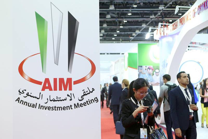 Delegates on the first day of Annual Investment Meeting in Dubai. Pawan Singh / The National