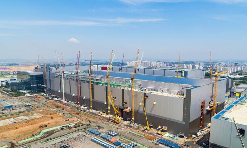 Samsung last month began construction to expand its chip assembly line in Pyeongtaek. Courtesy Samsung