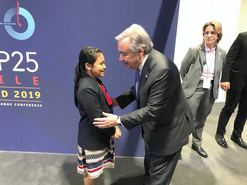 Licypriya with UN Secretary General Antonio Guterres