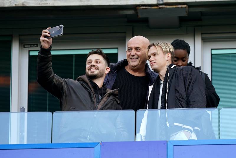 Mykhailo Mudryk with fans in the stands ahead of the Crystal Palace match. PA