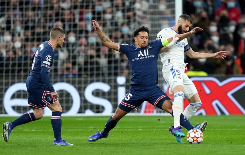 Marquinhos - 3: Some uncharacteristic howlers from Brazilian. Captain gifted ball to Vinicius Jnr with ludicrous backheel flick just before half-hour mark and was lucky not to be punished. Gave ball straight to Benzema for Real striker’s third goal. Getty