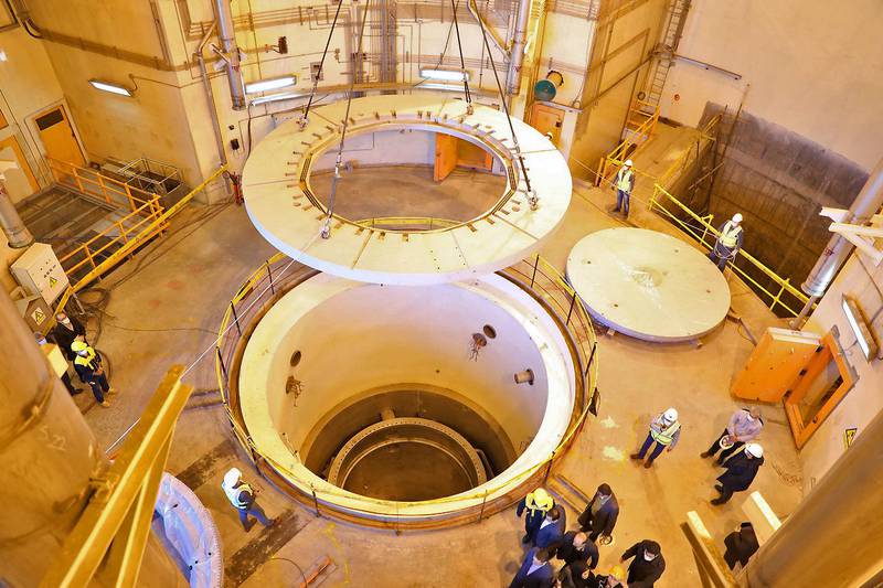 A handout picture released by Iran's Atomic Energy Organisation on December 23, 2019 shows the nuclear water reactor of Arak, south of capital Tehran, during a visit by the head of the organisation Ali Akbar Salehi (unseen). - A secondary circuit for Iran's Arak heavy water reactor has become operational as part of its redesign under the 2015 nuclear deal, the country's atomic energy chief said today. (Photo by HO / Atomic Energy Organization of Iran / AFP) / === RESTRICTED TO EDITORIAL USE - MANDATORY CREDIT "AFP PHOTO / HO / ATOMIC ENERGY ORGANIZATION OF IRAN" - NO MARKETING NO ADVERTISING CAMPAIGNS - DISTRIBUTED AS A SERVICE TO CLIENTS ===