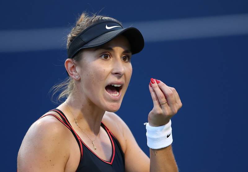  Belinda Bencic of Switzerland reacts against Serena Williams of the United States during the National Bank Open. AFP
