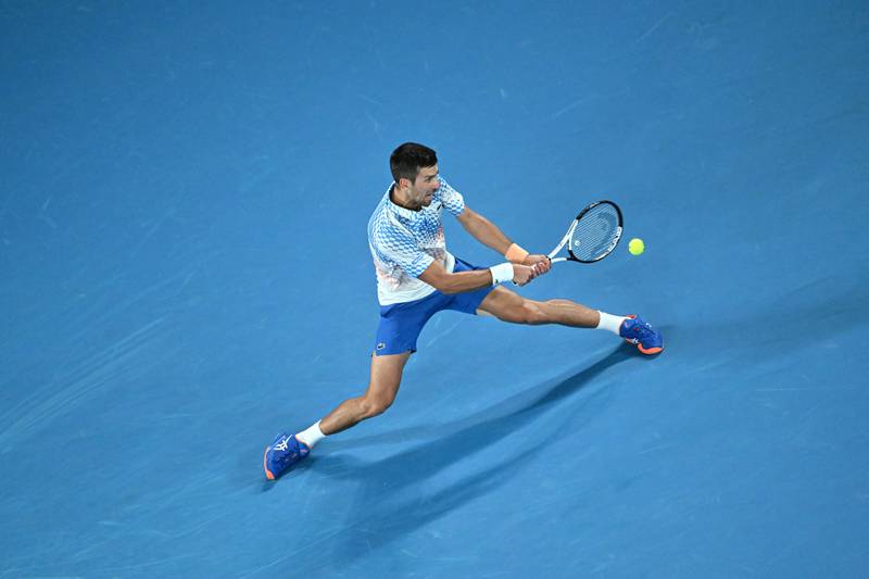 Serbia's Novak Djokovic plays a backhand return. AFP