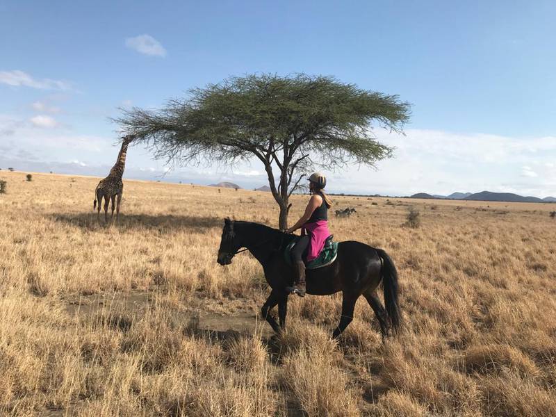 The writer on a horse-riding safari in Kenya. Photo: Selina Denman