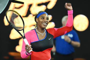 Serena Williams celebrates after defeating Simona Halep in the Australian Open quarter finals. EPA