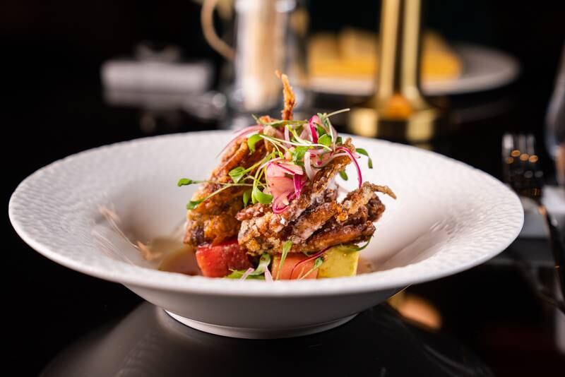 The soft shell crab dish, one of 12 courses on the set menu