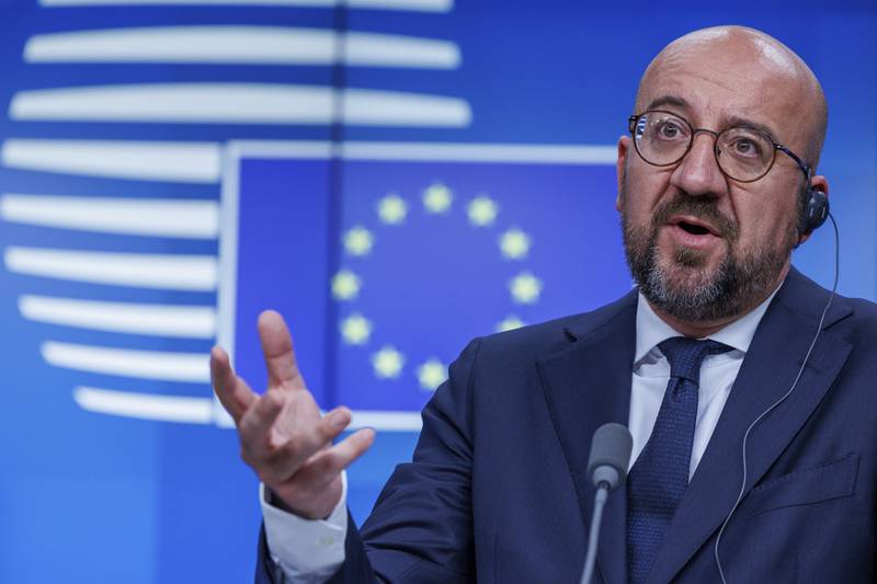 European Council President Charles Michel says the sanctions will immediately affect 75 per cent of Russian oil imports. AP