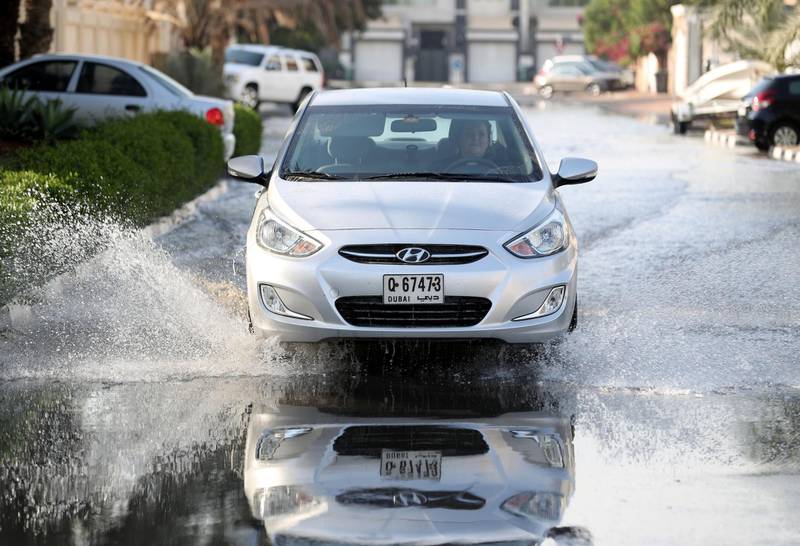 Dubai, United Arab Emirates - January 9th, 2018: Standalone. Flooding in Dubai as the rain fell. Tuesday, January 9th, 2018 at Al Manara, Dubai. Chris Whiteoak / The National