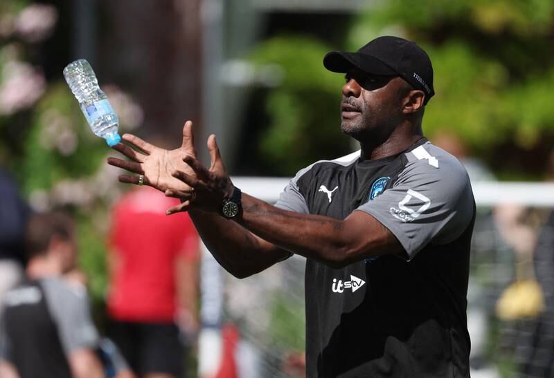 World XI coach and actor Idris Elba during training. Reuters