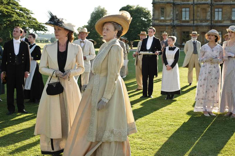 Maggie Smith, Samantha Bond, Thomas Howes, Michelle Dockery and Jessica Brown Findlay in Downton Abbey. Courtesy OSN