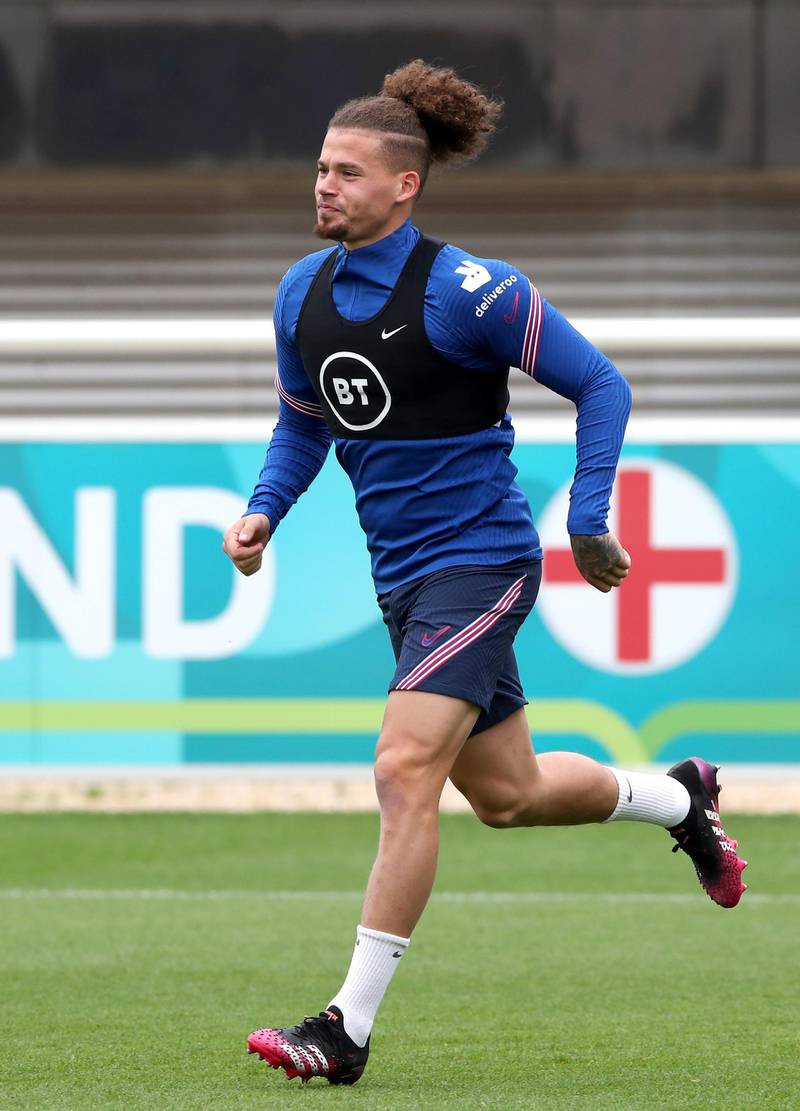 Kalvin Phillips during training at St George's Park ahead of England's Euro 2020 last 16 clash with Germany on Tuesday. PA